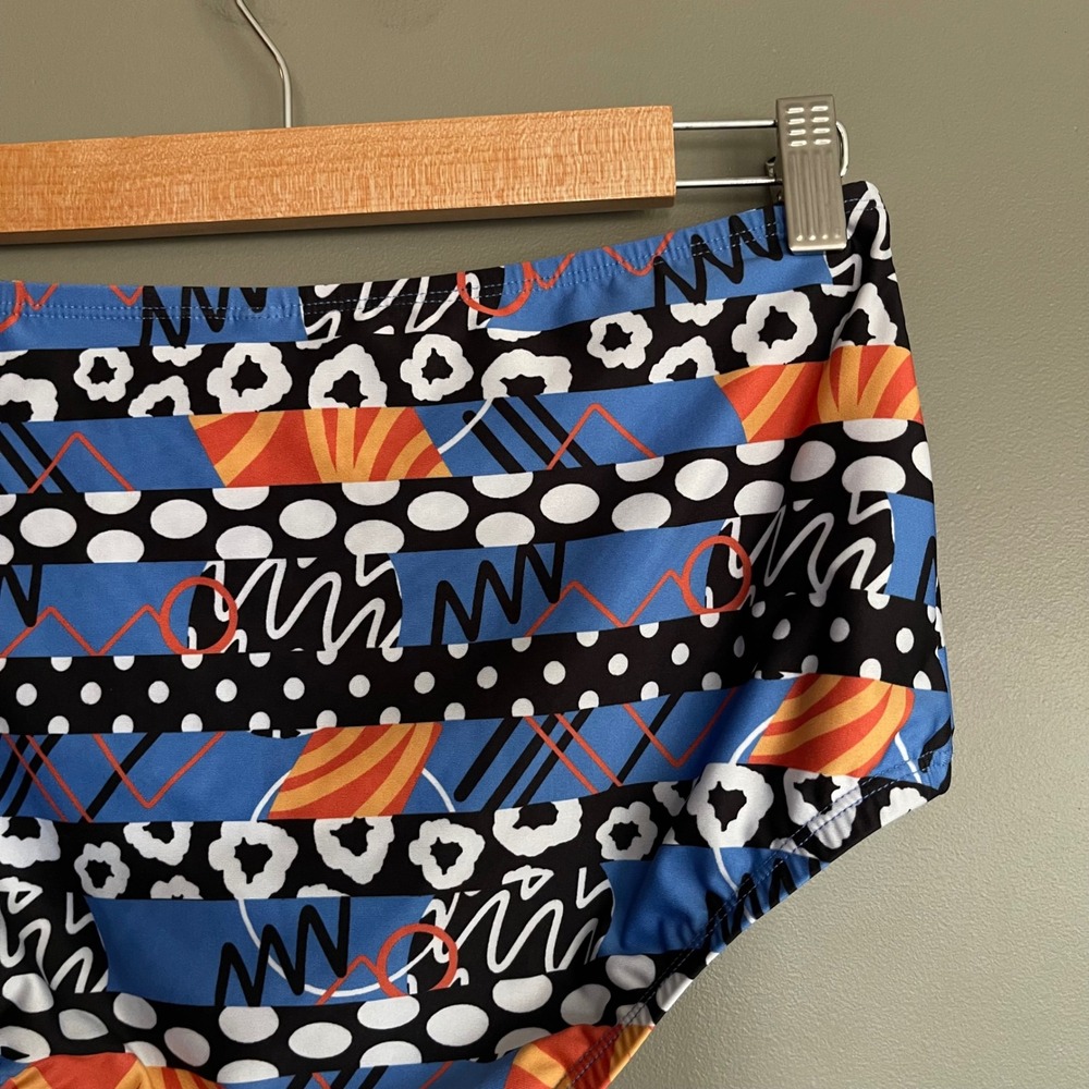 Anthropologie Lysa Seamed Bikini Bottoms Blue Orange Size Medium High Waist Chic - Picture 11 of 16
